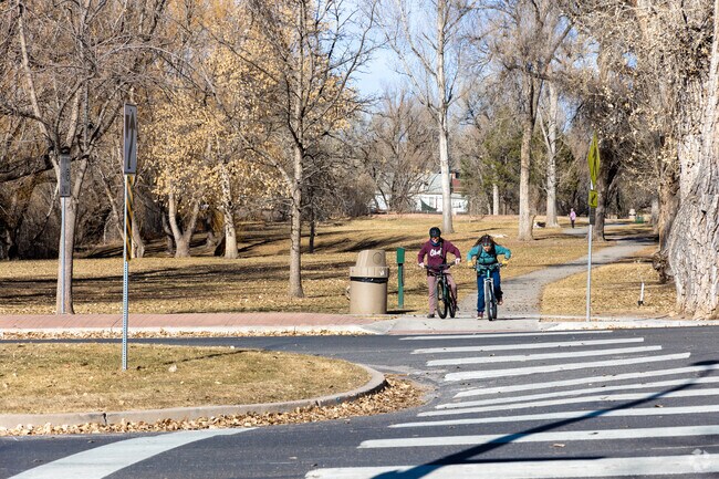 Ride your bike on the paved paths at Shooks Park.