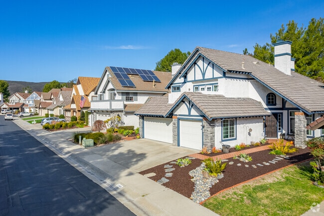 A row of two-story homes in Carmel Mountain.