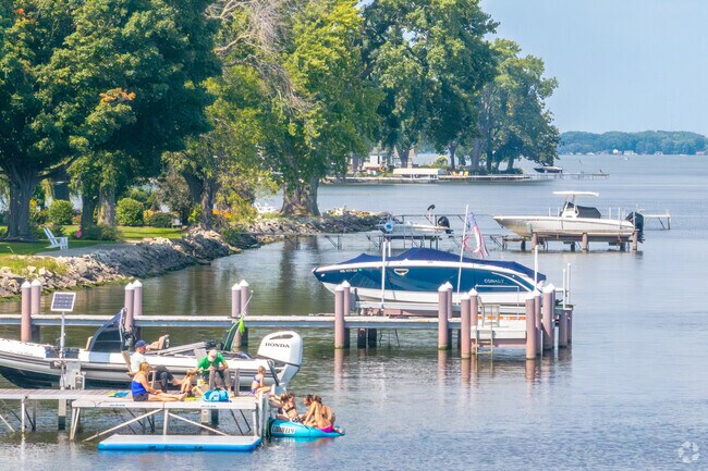 Millers Bay's lakefront homes offer private docks for residents to enjoy.