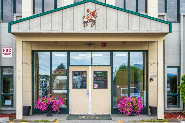 The front entrance to Holy Rosary Academy.