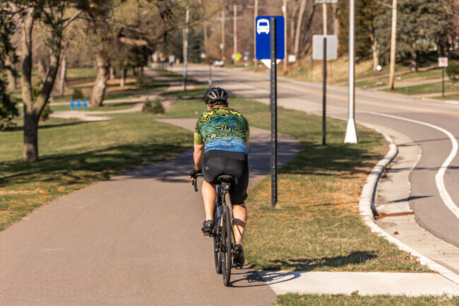 Trails along Central Avenue NE attract walkers and bikers and connect Moore Lake Hills residents to shopping and the lake.