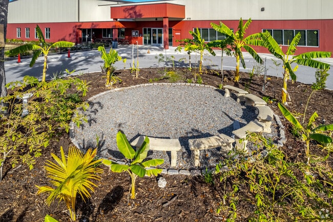Students can enjoy some downtime in the garden at Plato Academy of St.Petersburg.