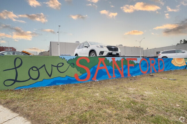 This mural welcomes folks to the town of Sanford.