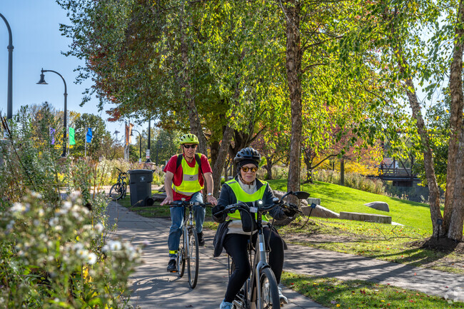 The Chippewa River State Trail cuts through Phoenix Park on its way through Eau Claire.