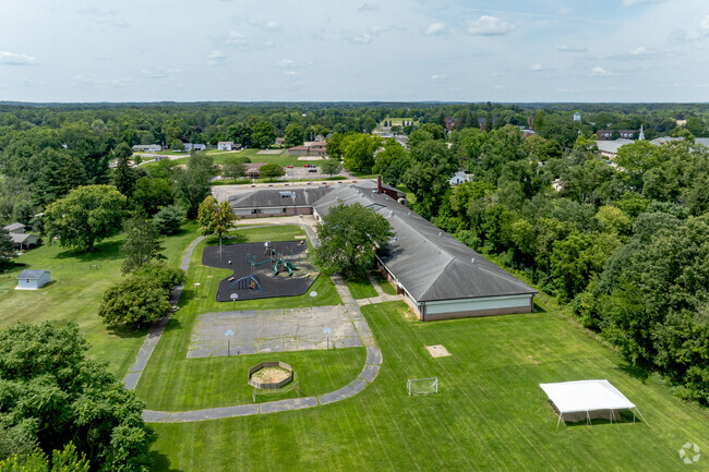 Farther behind Warner Elementary School are open fields for athletic programs.
