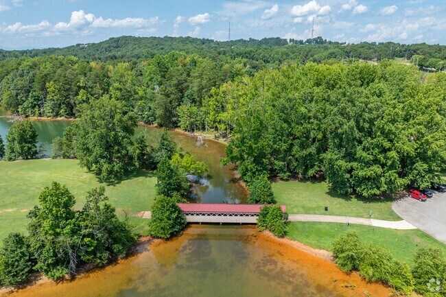 This charming walking bridge is along the water of Lake Lanier in the  West Side.