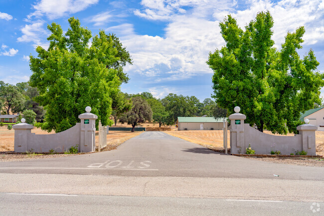 Large gate welcomes students to Crossroads Christian School.