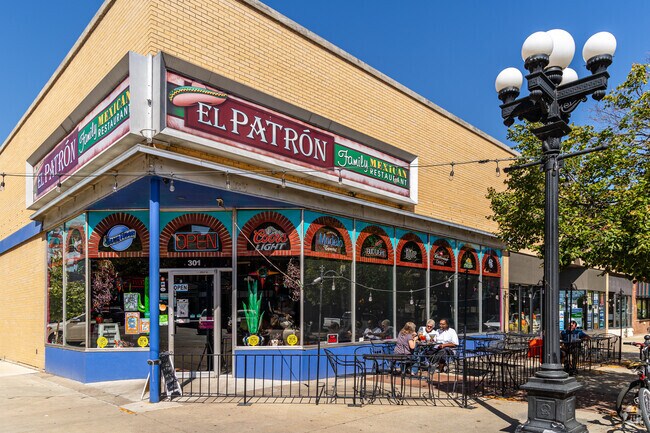 Enjoy the outdoor seating at El Patron, located west of Highland.