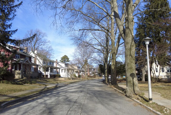 Large trees line the residential streets of the Westgate neighborhood.