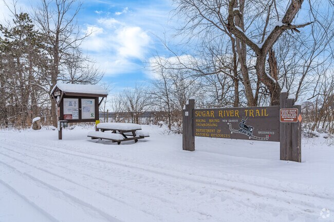 Locals enjoy hiking, biking or snowmobiling on the Sugar River State Trail.