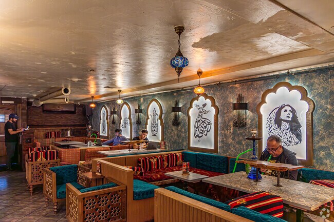 Habibi's Lounge near Commonwealth offers hookah and food with live music entertainment.
