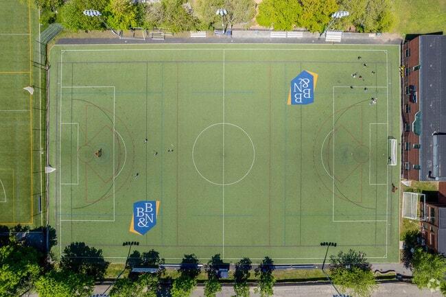 Franke Field at Buckingham Browne & Nichols School is for soccer, field hockey, and lacrosse.