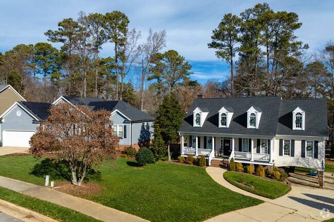 Lawns are well-manicured in the North Hills neighborhood of Raleigh, NC.