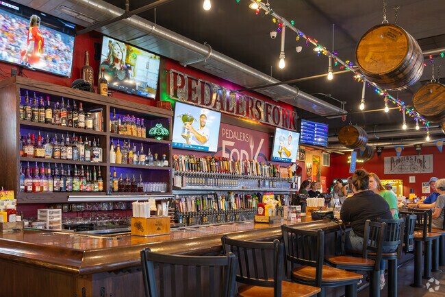 Head to Pedaler's Fork for a huge variety of food and beers on tap.