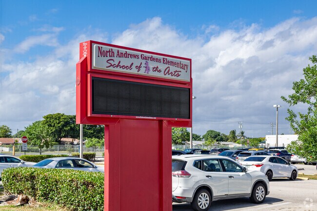 North Andrews Gardens Elementary is centrally located within the residential community.