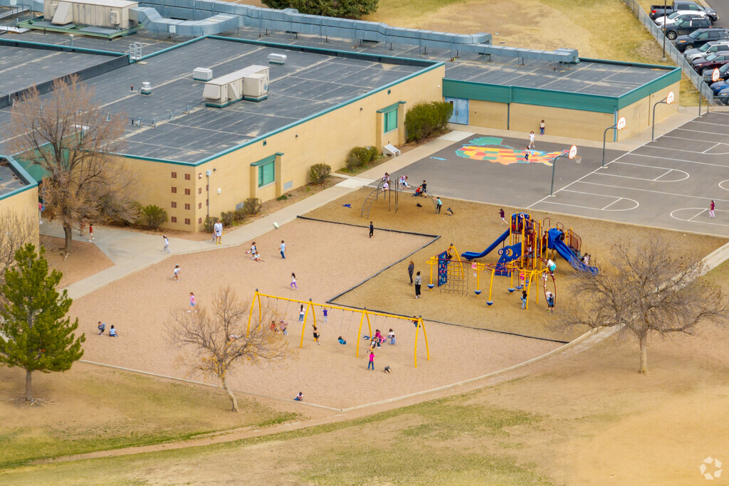 Southeast Elementary School in Brighton, Colorado has a large outdoor play areas.