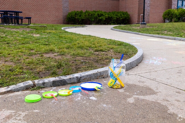 Theres always time for making bubbles at Manthala George Jr Elementary School In Brockton.