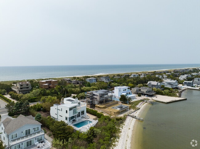 Homes with beachside access to the stillwater bay in Westhampton.