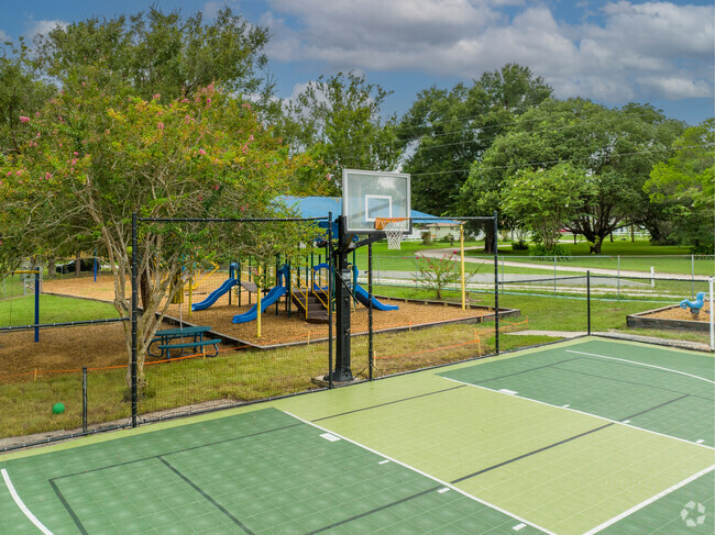 Students can play on the basketball court at Victory Christian Academy.