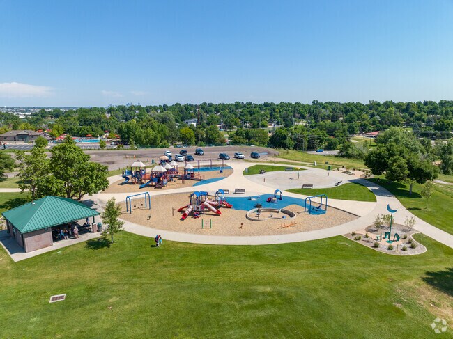 Cornerstone Park has a large playground for kids to enjoy.