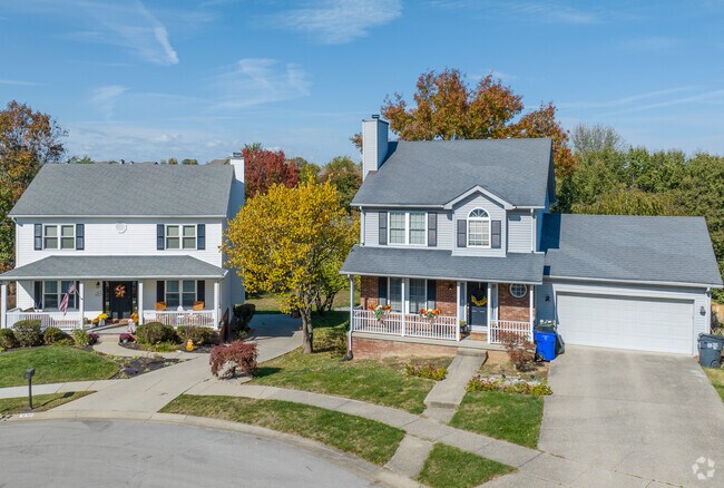 Many Hartland homes feature large driveways and two-car garages.