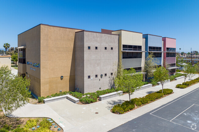 Euclid Elementary School's school buildings vary and include this large auditorium building.
