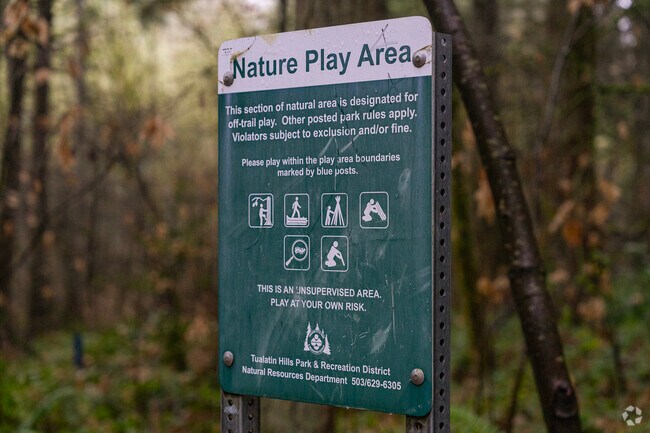 Designated natural play area at Hyland Forest Park in Beaverton, OR.