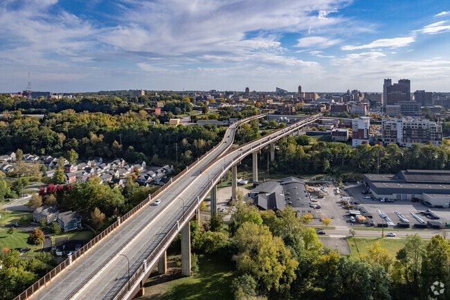 The Akron Y-Bridge connects to North Hill, Akron, OH.