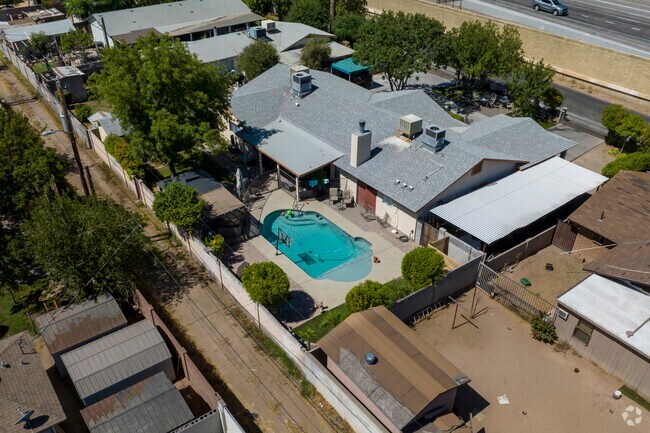 Some residents of Guadalupe have beautiful backyards with pools.