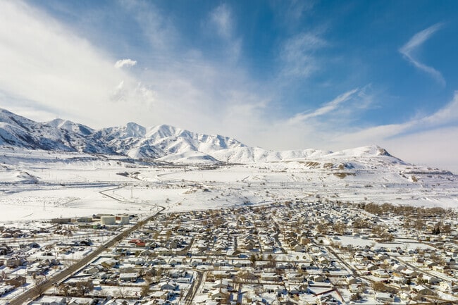 An overview of Magna showcasing the iconic Oquirrh Mountains in Magna, Utah.
