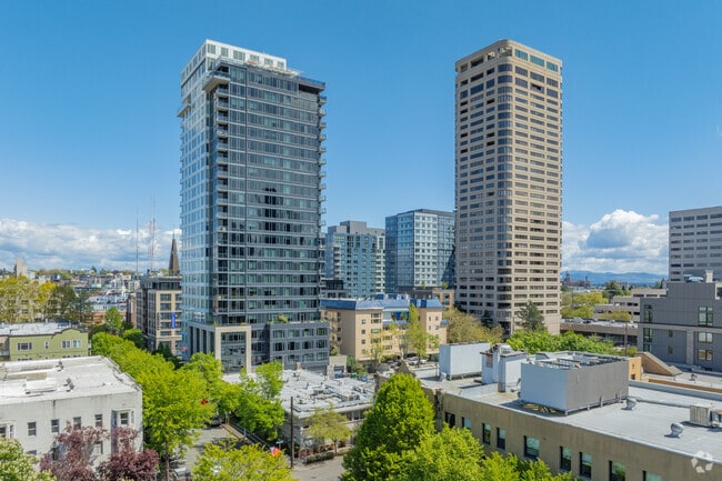 Many First Hill residents live in high rise condo buildings with views of the city and the lake.