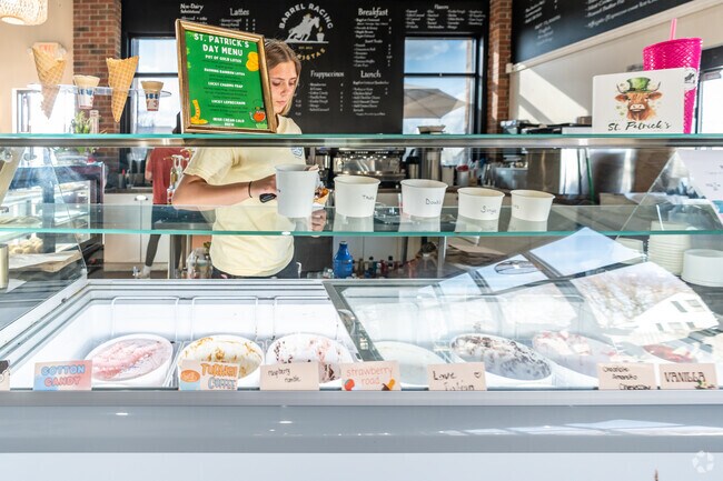 Barrel Racing Baristas in New Palestine has quality artisan coffee and hand scooped ice cream.