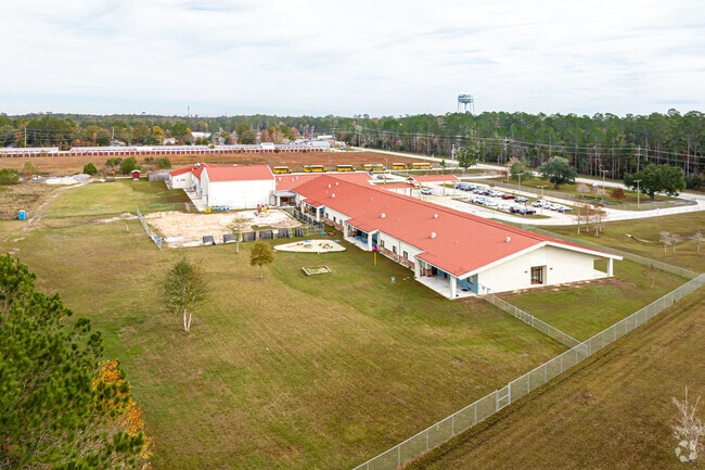 Little Pearl Elementary School has large amounts of green space to play on.