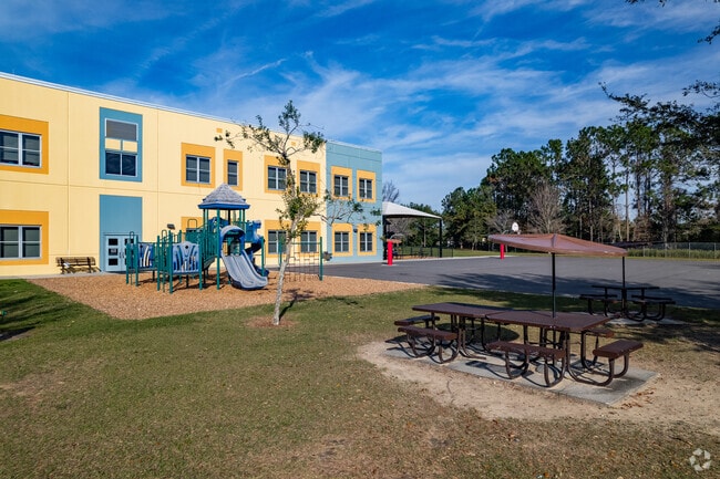 Students can eat their lunch out doors on the picnic tables at Westbrooke Elementary in Ocoee.