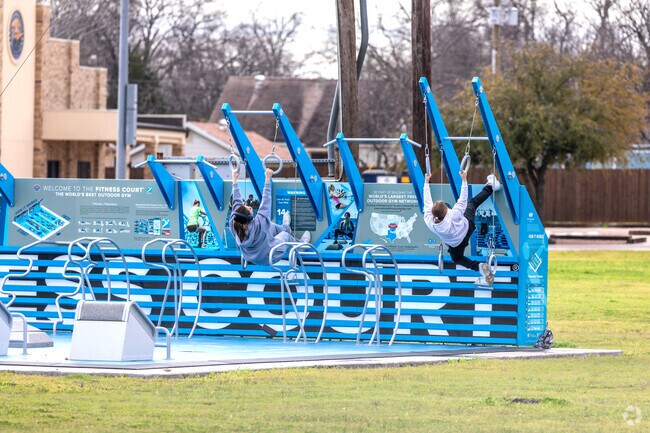 The fitness court at Clyde Pittman Park helps keep Everman locals in shape.