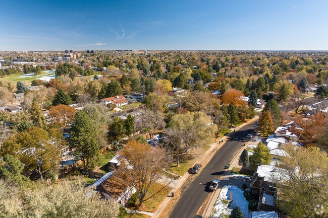 Hampden South is a suburban neighborhood with plenty of trees near Denver Tech Center.