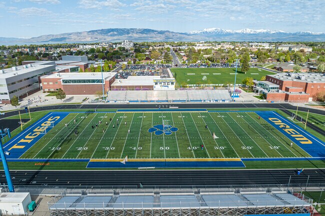 Orem High School, located in the Scera neighborhood, is in the Alpine School District.