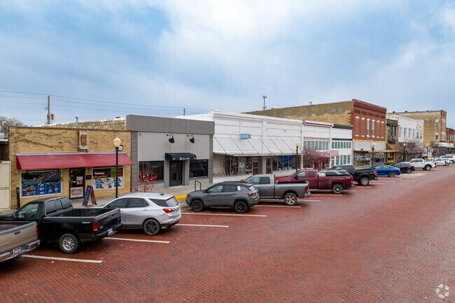 Downtown Augusta is lined with shops along the street.