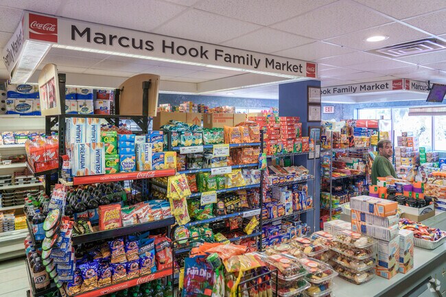 Corner stores such as the Marcus Hook Deli provide many day-to-day items for residents.