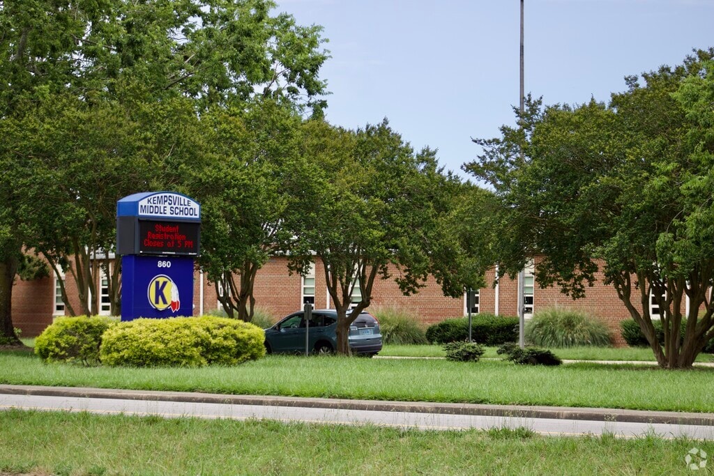 Announcement sign for Kempsville Middle School in Kempsville, Virginia Beach VA