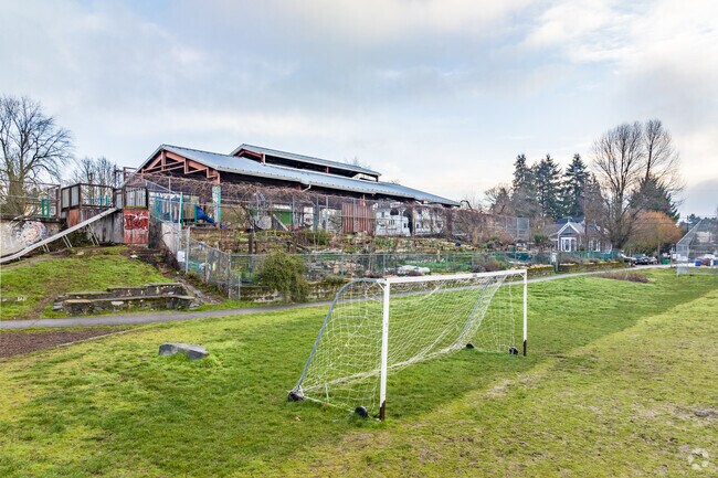 Soccer playing fields attached to in Buckman Elementary School.