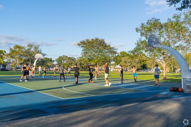 Tamiami Lakes Park has a basketball court surrounded by green space and walking trails.