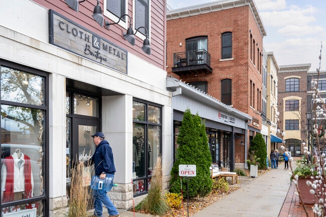 The main town square in Town of Middleton is filled with local high-end retail options.
