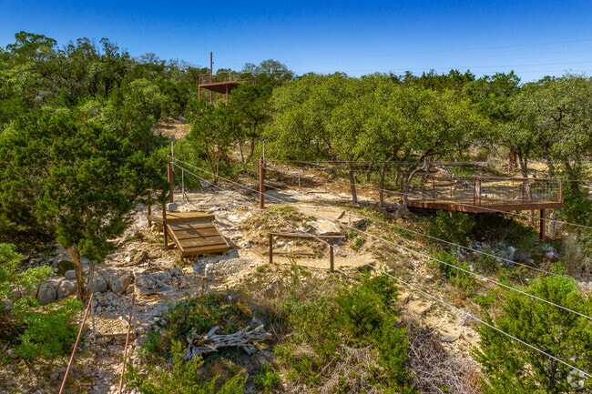 The Helotes Ziplines course runs along the Cedar Creek hillside.