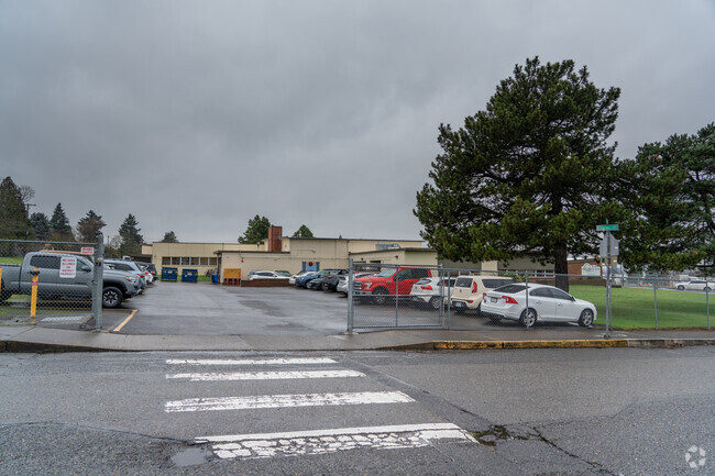 A wide view of Helensview High School.