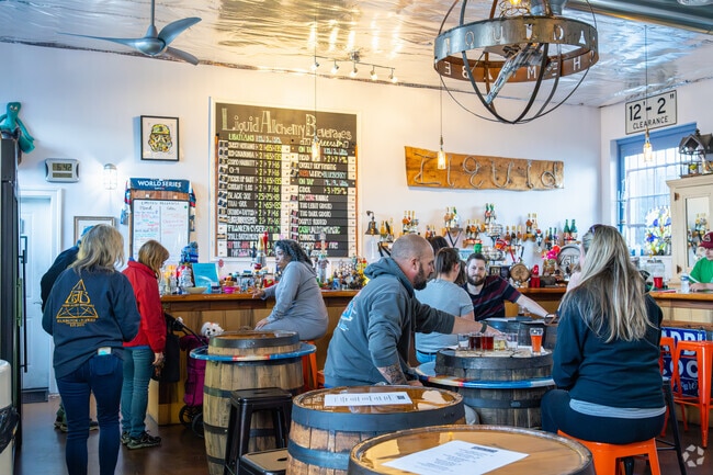 The community gathers at Liquid Alchemy Brewing for Food Truck Friday.