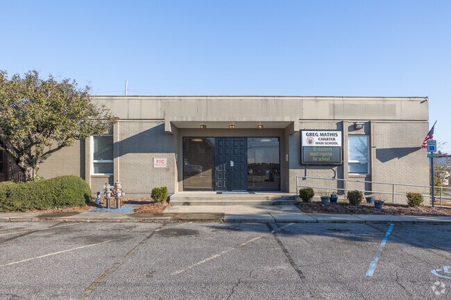 Gregg Mathis Charter High School in North Charleston has pick up and drop off areas.