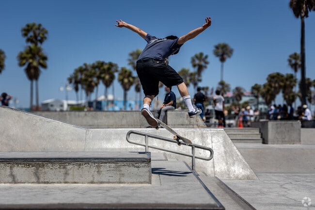 Skateboarders showcase their best tricks and skills on Go Skate Day in Venice.