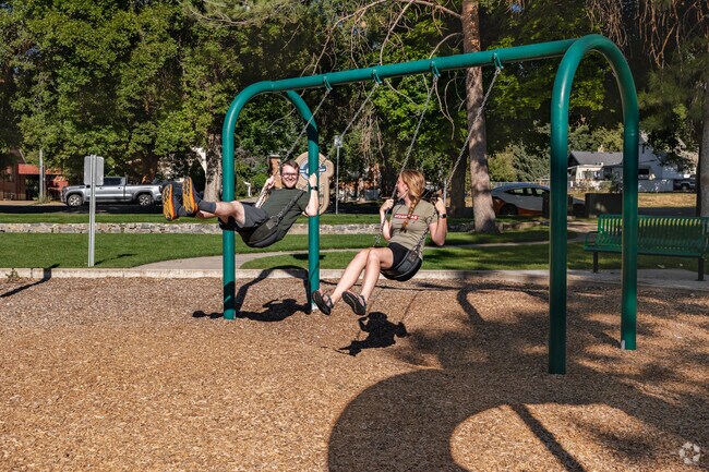 Swings provide hours of fun at Adams Park.