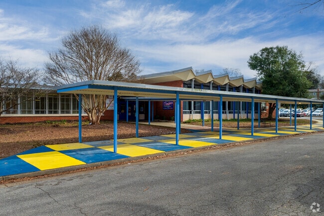 The entrance of J.B. Fisher Elementary School.